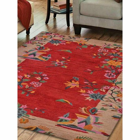 GLITZY RUGS 8 x 10 ft. Hand Tufted Wool Oriental Rectangle Area Rug Red & Camel UBSK00685T2605A15